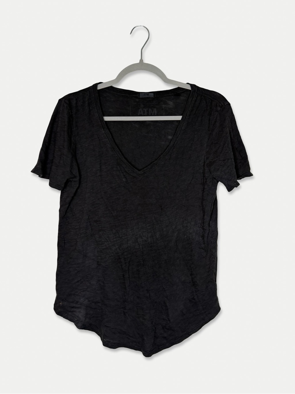 ATM Anthony Thomas Melillo Black Tee Large V Neck GUC